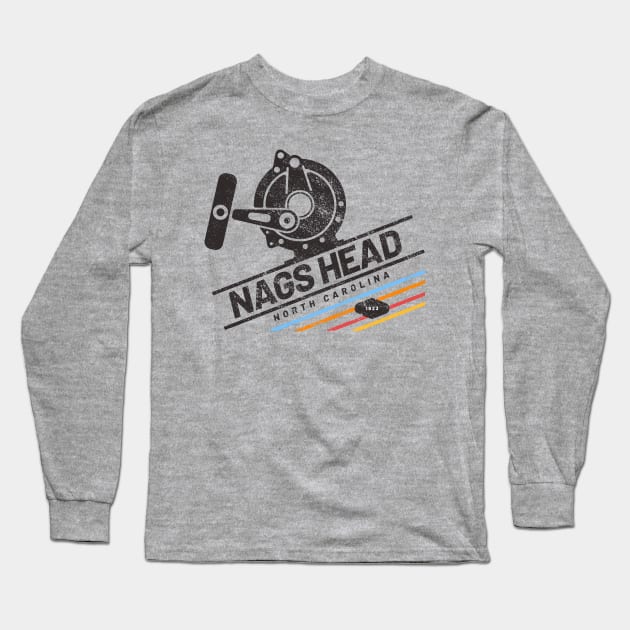 Fishing Reel for Fishing at Nags Head, North Carolina Long Sleeve T-Shirt by Contentarama